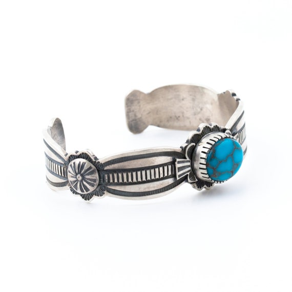 Contemporary "D. Clark" Turquoise Navajo Cuff - image 2