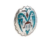 Thunderbird Navajo Chip Inlay Brooch Pin