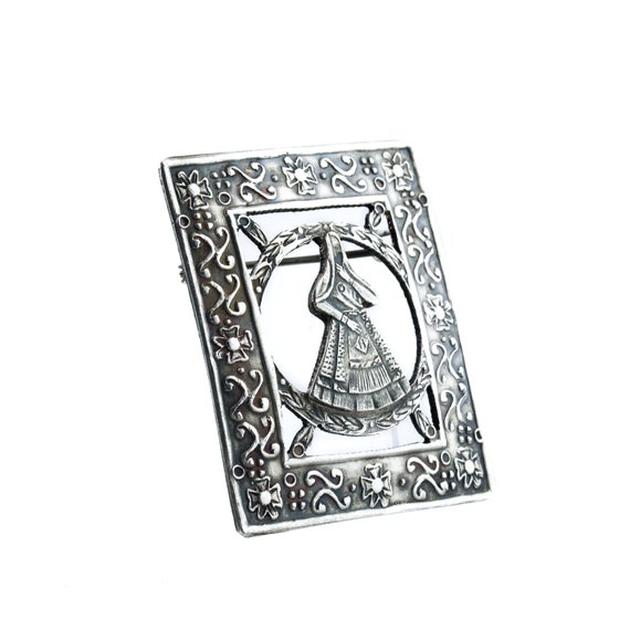Peruvian Silver Maiden Brooch - image 2