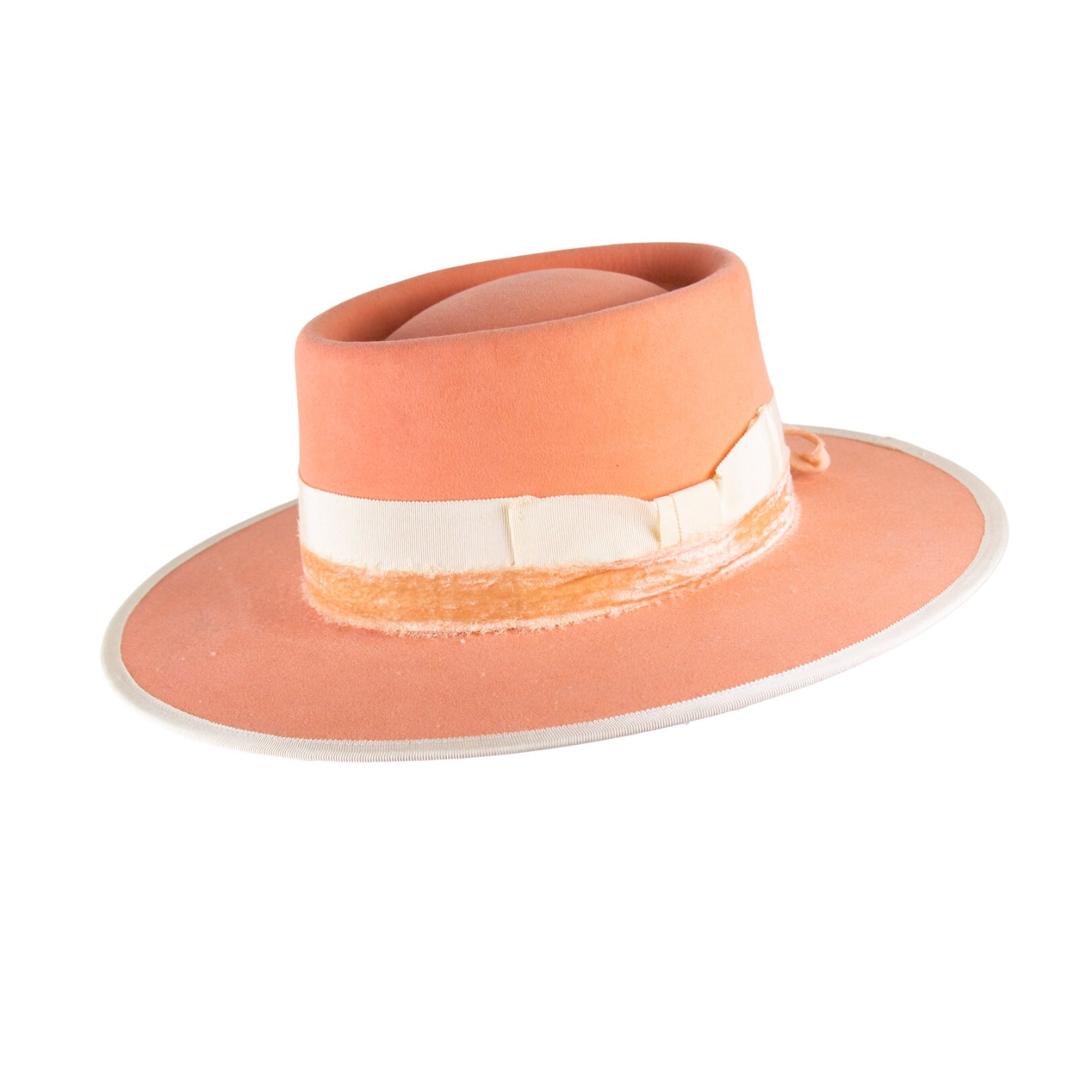 Dusty Pink Wide Flat Brim Fedora Boho Festival Hat Cottagecore Pork Pie Montique Men main image 2