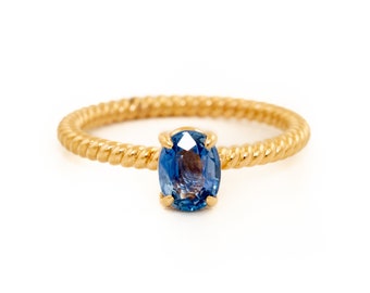 14 KT Gold Gentle Blue Sapphire Engagement Ring by Kingdom