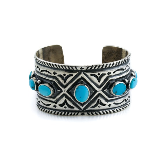 Exceptional Native American Navajo Royston Turquoise Sterling Silver Comb Exceptional Native American Navajo Royston Turquoise Sterling Silver Comb