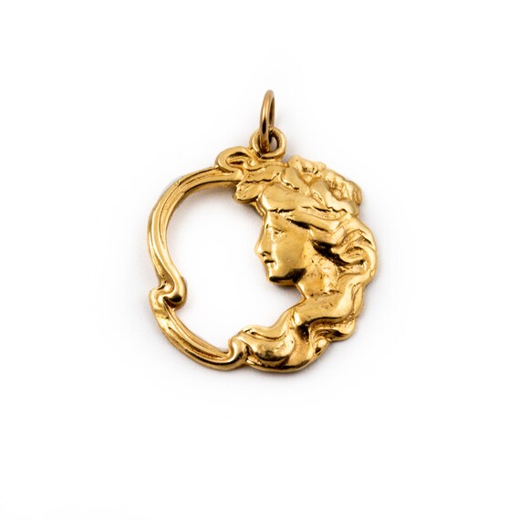 14 KT Gold Abstract Roman Pendant
