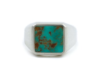 Silver Square-Cut Signet x Green Royston Turquoise by Kingdom