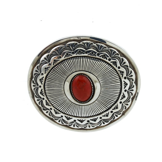 Phenomenal Red Coral Belt Buckle - image 1