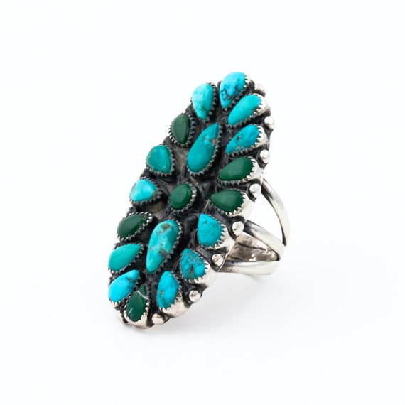 Mixed Turquoise Cluster Navajo Ring