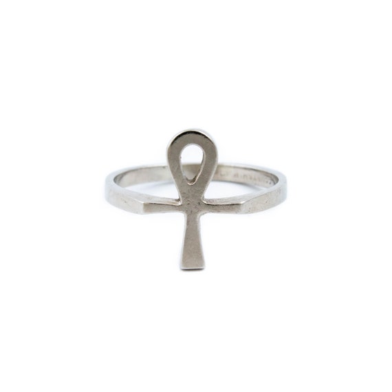 Egyptian Ankh Crosses with Eye of Horus Yellow Gold Ring
