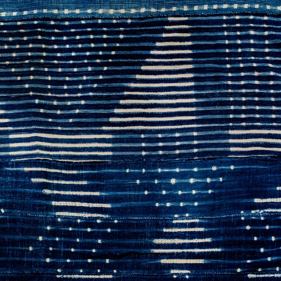 Abstract West African Indigo Mud Cloth