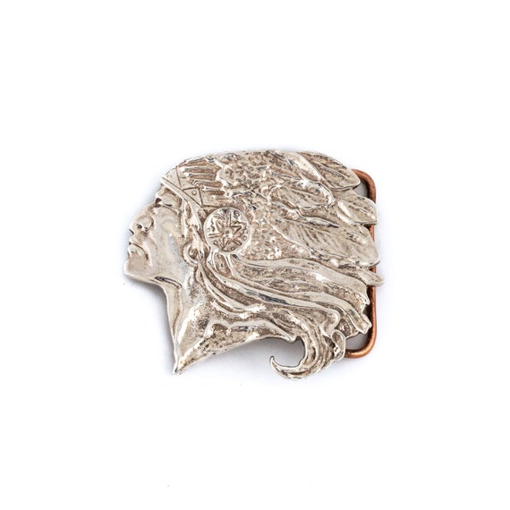 Vintage Rustic Silver Chief Belt Buckle