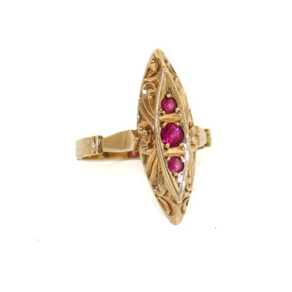 SOLD Antique 14k Gold x Marquise Ruby Ring - Gem