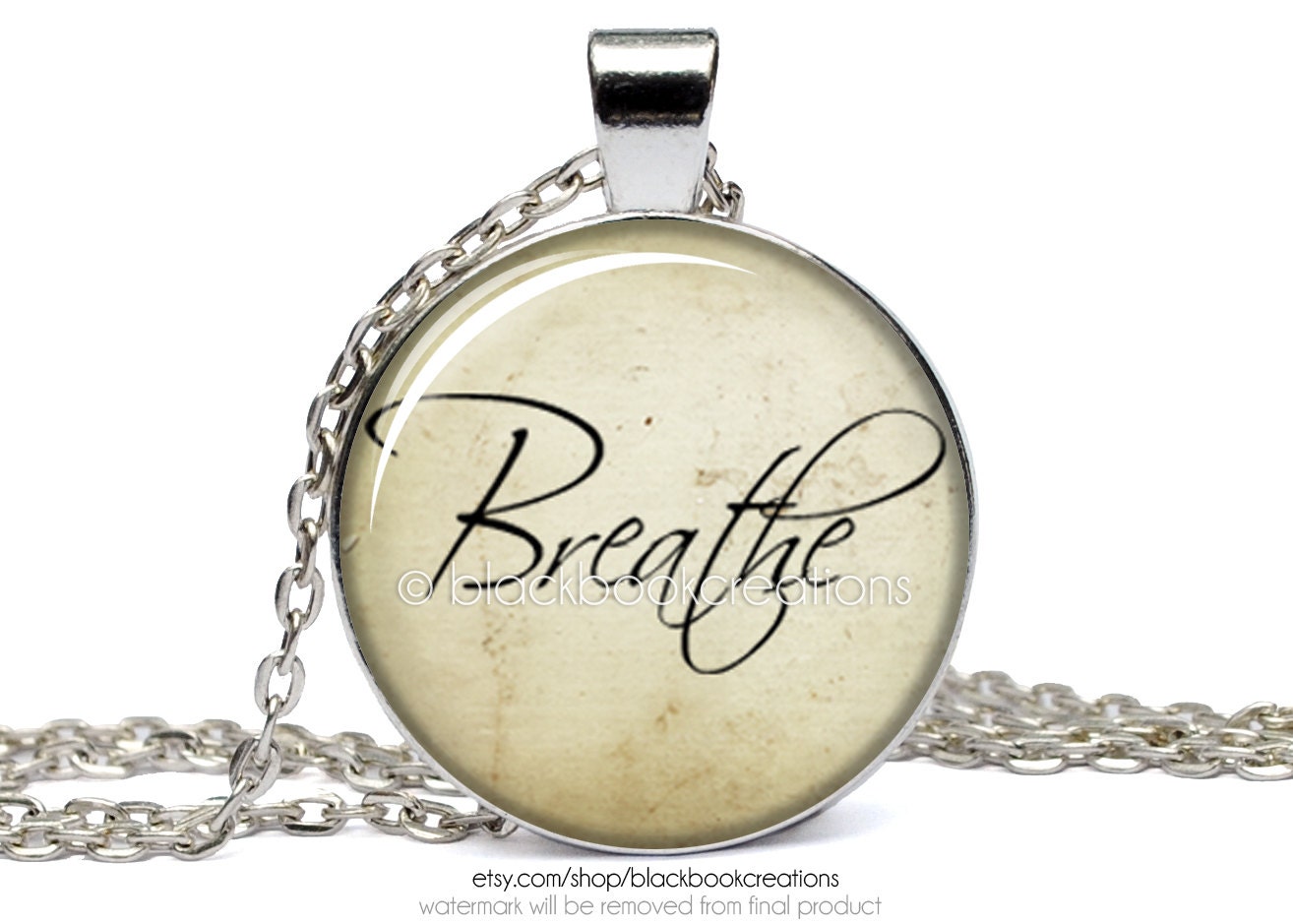 Breathe Necklace Handmade Inspirational Word Quote | Etsy