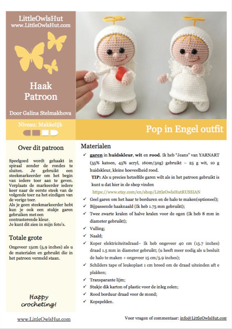 177NLY Haak patroon Pop in Engel outfit Amigurumi PDF file by Stelmakhova Etsy image 5