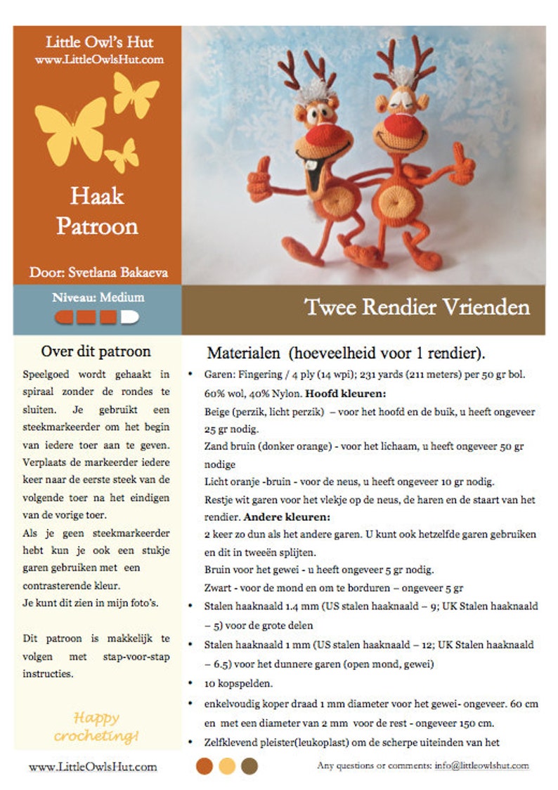 035NLY Twee Rendier Vrienden Amigurumi Haakpatroon PDF by Bakaeva Etsy image 6