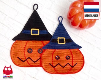 265NLY Haak patroon- Pompoen decoratie, pannenlap voor Halloween - Amigurumi PDF file by Zabelina Etsy