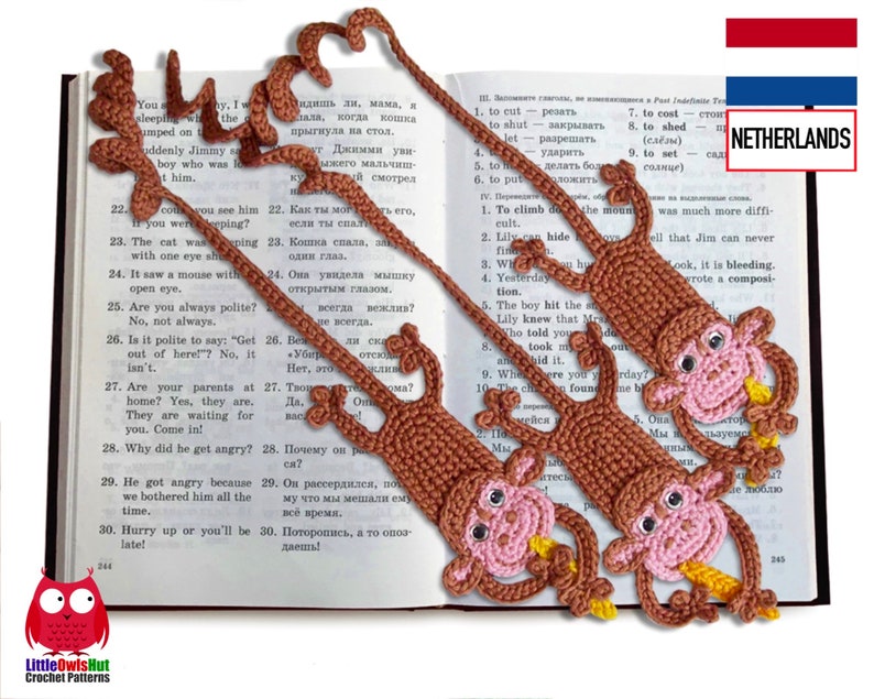 029NLY Aap Boekenlegger Amigurumi Haakpatroon PDF by Zabelina Etsy image 1