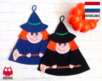 263NLY Haakpatroon - Heks, pannenlap voor Halloween - Amigurumi PDF file by Zabelina Etsy