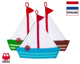 208NLY Haak Patroon - Zeilboot Decorati eof pannenlap - Amigurumi haak patroon - PDF file by Zabelina Etsy