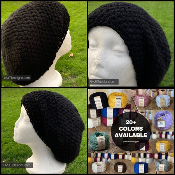 Custom Extra Slouchy Beanie Hat | Choose your color | Solid Earthy Tam Dreadlock Hat Great for Dreads Festivals Long Hair