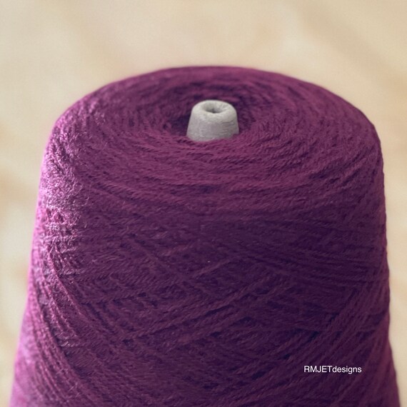 Maroon Fingering Weight Acrylic blend cone yarn - Great for hand knitting machine knitting + crochet - 2564 yards - 1 lb