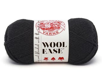 BLACK Lion Brand Wool Ease Yarn kamgarnsgarn - 3 oz - 197 yards - Virkat stickat handarbete
