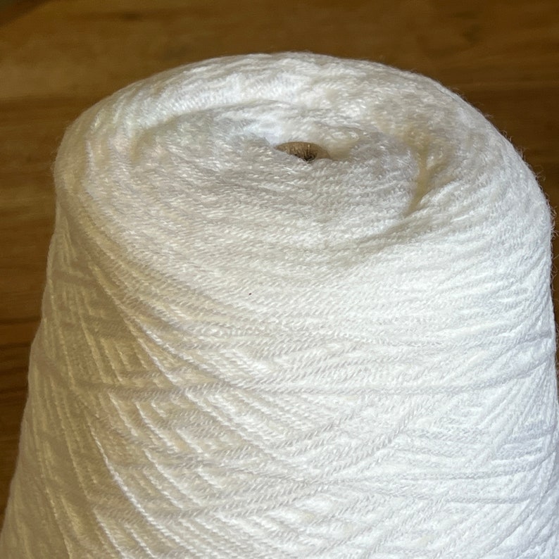 White Fingering Weight Acrylic blend Cone Yarn Great for hand knitting machine knitting crochet 2564 yards 1 lb image 1
