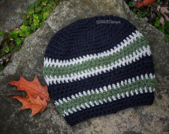 Black natural green hemp and wool crochet beanie visor brim slouchy beanie hat tam | dread | Eco Friendly vegan