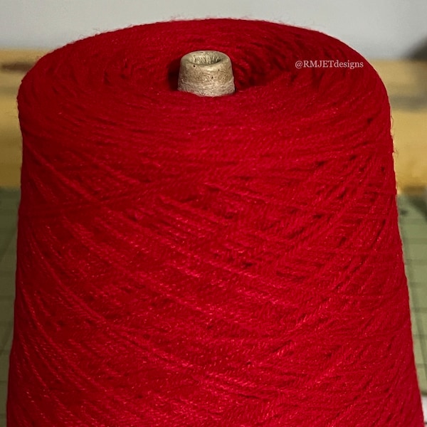 Red Acrylic blend Cone yarn - Great for hand knitting machine knitting + crochet - 2564 yards - 1 lb