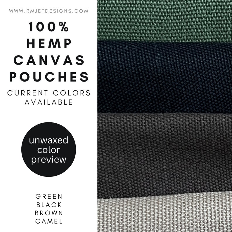 Organic 100% Hemp Waxed Canvas Zipper Micro Pouch Wallet Coin Purse Minimalist image 5