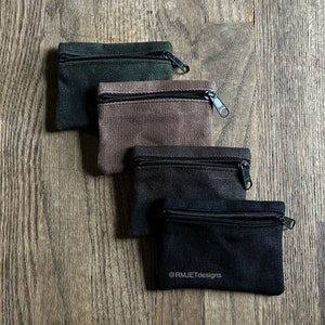 Organic 100% Hemp Waxed Canvas Zipper Micro Pouch Wallet Coin Purse Minimalist image 4