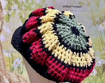 Rasta Virkad Newsboy Hat: Slouchy Mössa i Hampabomull med Visir