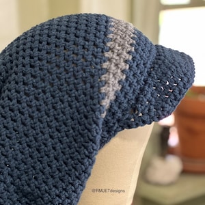 Blue + Gray Earthy Tam Dreadlock Hat Hippie Beanie Hat Great for Dreads Festivals Long Hair Large Unisex Extra Slouchy Brim Visor