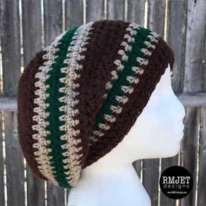 Brown Tan Green Extra Slouchy Beanie Earthy Tam Dreadlock Hat Hippie Hat Great for Dreads Festivals Long Hair Large Unisex image 1