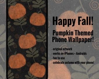Pumpkin Art phone wallpaper | home screen | lock screen | background | instant download | digital art | autumn | fall | Halloween