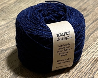 Navy Blue Fingering Weight Sock Yarn - 2 oz - 300 yards - Vegan 100% Acrylic Blue