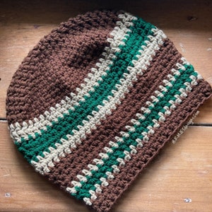 Brown Tan Green Extra Slouchy Beanie Earthy Tam Dreadlock Hat Hippie Hat Great for Dreads Festivals Long Hair Large Unisex image 4