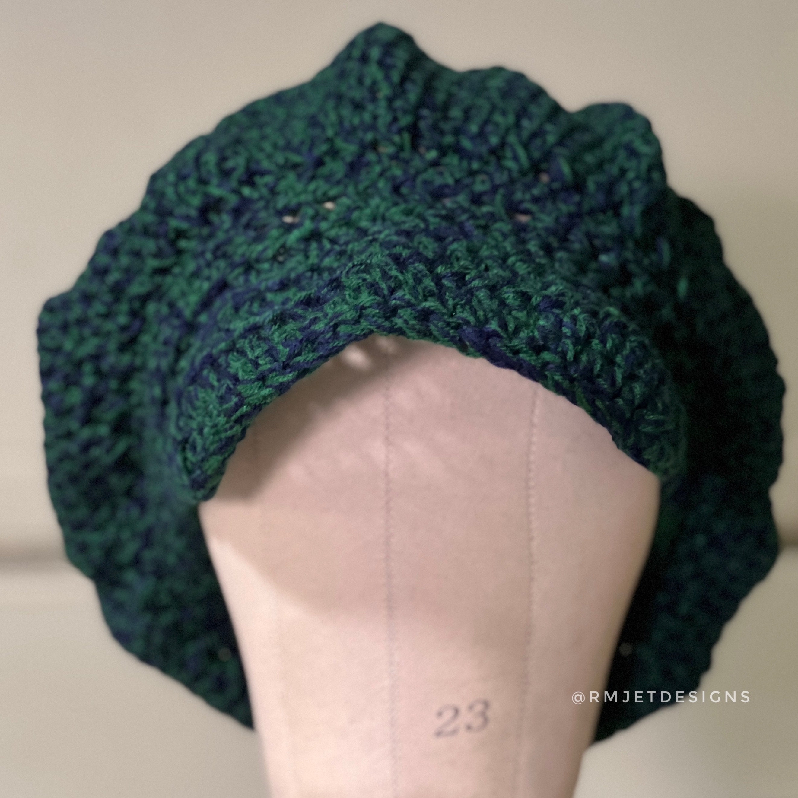 Blue Green Crochet Newsboy Cap: Slouchy Brim Visor Tam - Etsy