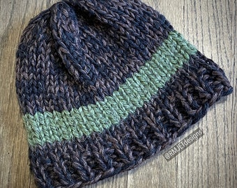 hand knitted hemp and wool beanie hat cap winter wear
