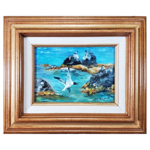 Seascape Original Oil Painting Bahama Coastline Maritime Theme Artwork for Entryway Realistic Art Nautical Décor Gift for Sea Lovers