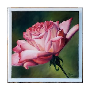 Floral Original Oil Painting of Rose Painting Realistic Art for Entryway Gift for Gardener Wall Decor for Flower Lover Wall Art Flower