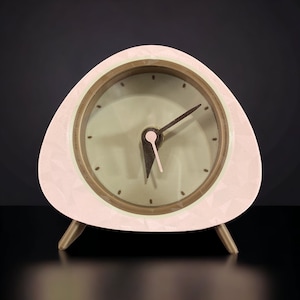 Pastel Pink Mid Century Modern Pebble Silent Desk Clock