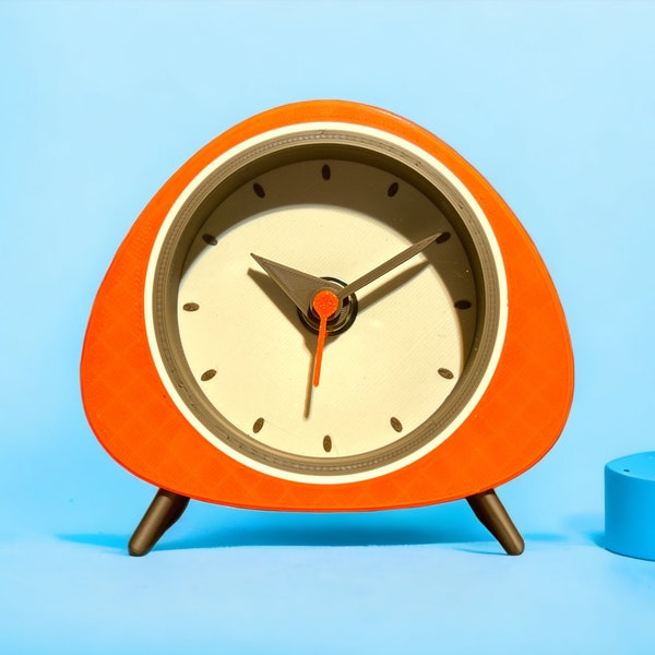 Orologio da scrivania in stile retrò di colore arancione con vetro in PVC
