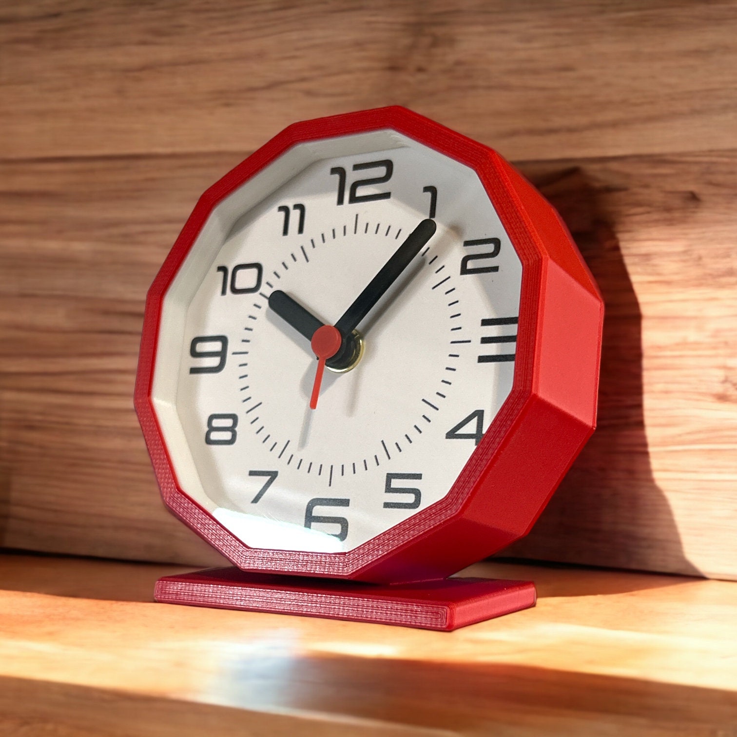 Red Desk Clock With Numbers Etsy