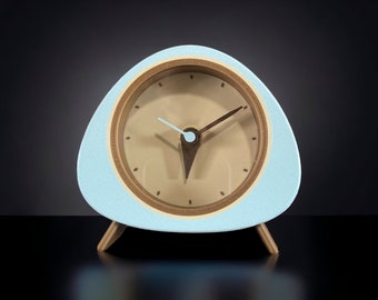 Pastel Blue Colored Retro Style Desk Clock with Pvc Glass