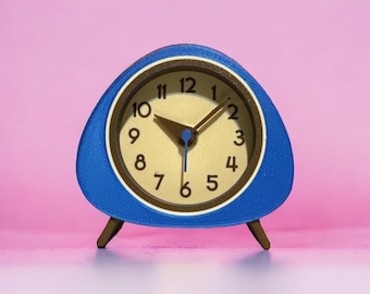 Blue Desk Clock, Mid Century Modern
