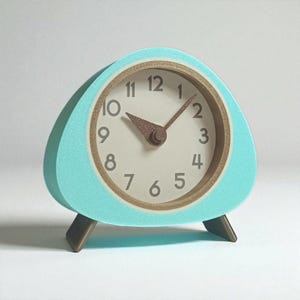 Aqua Mid Century Modern Pebble Silent Desk Clock