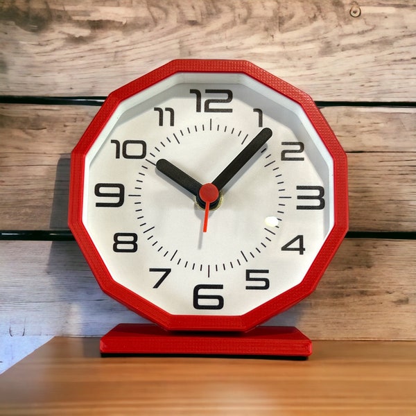 Red Desk Clock Etsy