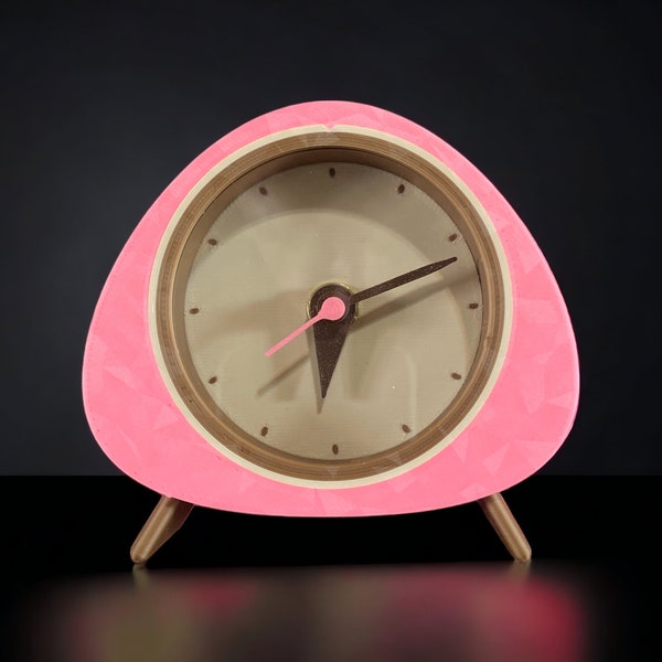 Baby Pink Colored Retro Style Silent Desk Clock with Pvc Glass