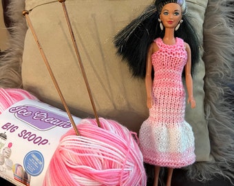 Gorgeous Knit BarbieDoll Dress Pattern • Doll Dress Pattern Jpeg