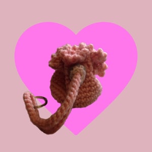Nouveau porte-clés en porte-clés en crochet rose fait à la main