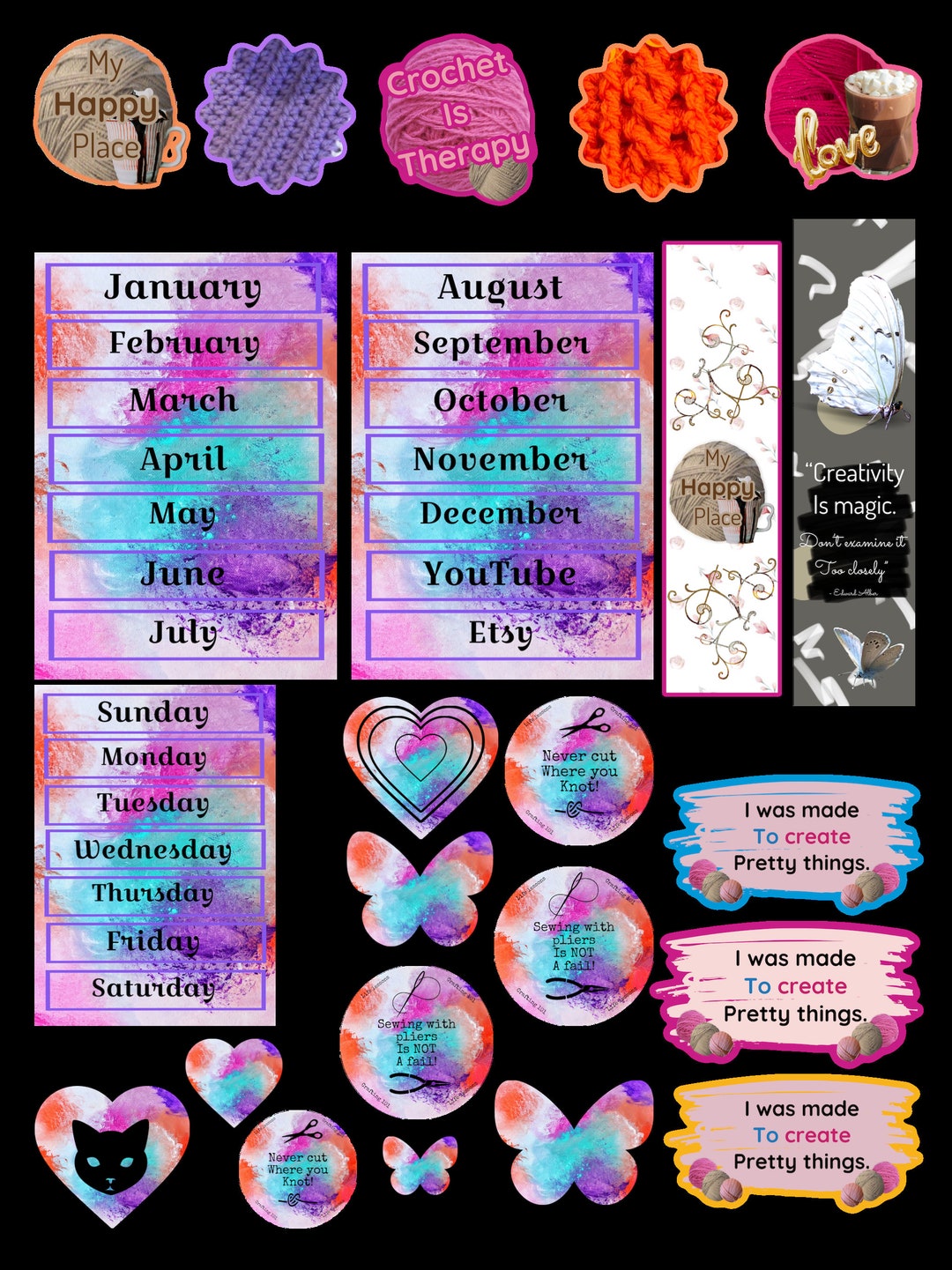 Crafters Printable JPEG Planner Stickers 40+ Stickers - Etsy